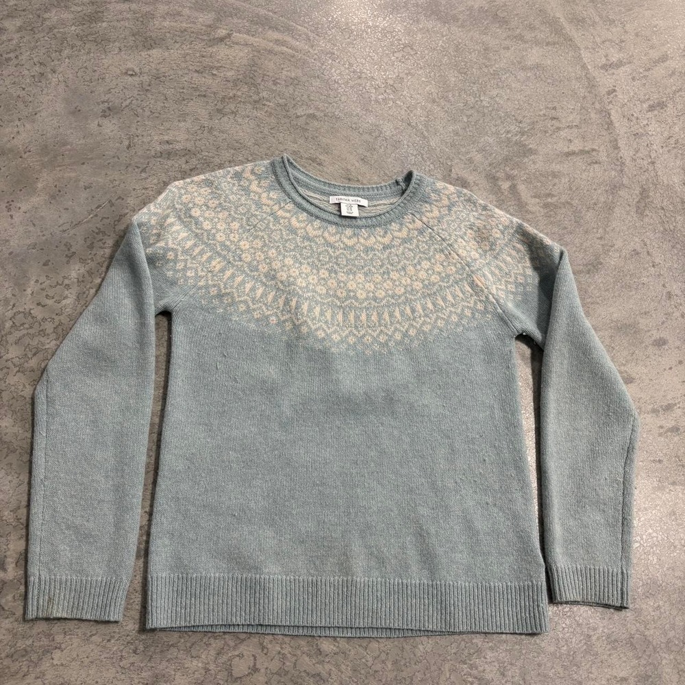 Tabitha Webb Light Blue Patterned Sweater Women's Medium Lambswool Blend